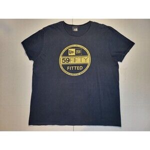 Vintage Y2K New Era Fitted Gold Logo Shirt Black Men's Size XXL Streetwear Retro